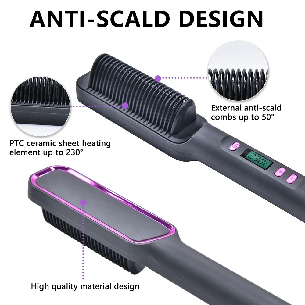 Electric Hot Comb Hair Straightener – Negative Ion, Multifunctional, Anti-Scald Styling Tool