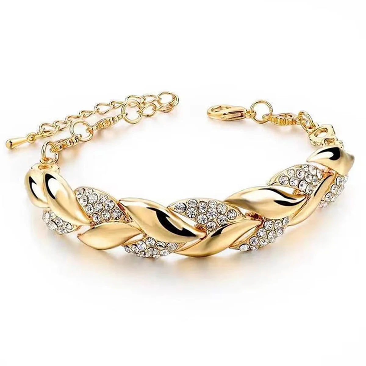 Feuille Dorée – Hip Hop Leaf Crystal Bracelet