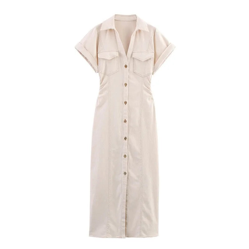 Summer Women's V-Neck Slim Fit Denim Dress