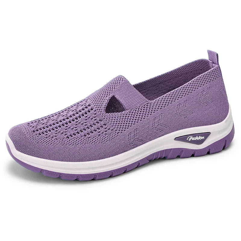 Women's Mesh Slip-On Sneakers – Lightweight Vulcanized Flats, Plus Size 42