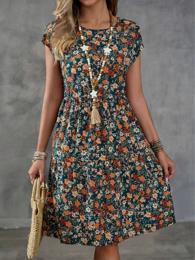 Amazon Global Women's Printed Elastic Waist Dress