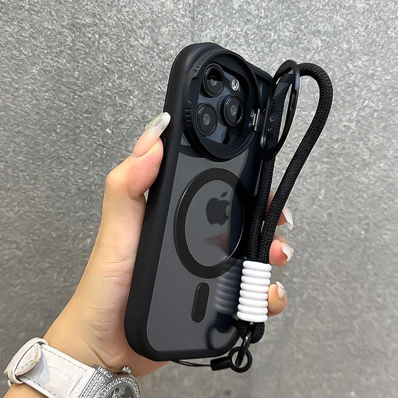 Foldable Glass Lens iPhone Case – Magnetic, Shockproof, Magsafe Compatible