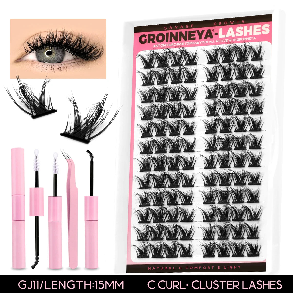 280 Clusters Individual Lashes Natural Look Soft Curly Fluffy Cluster Lashes DIY Eyelash Extension Personal Eyelash Makeup Tool