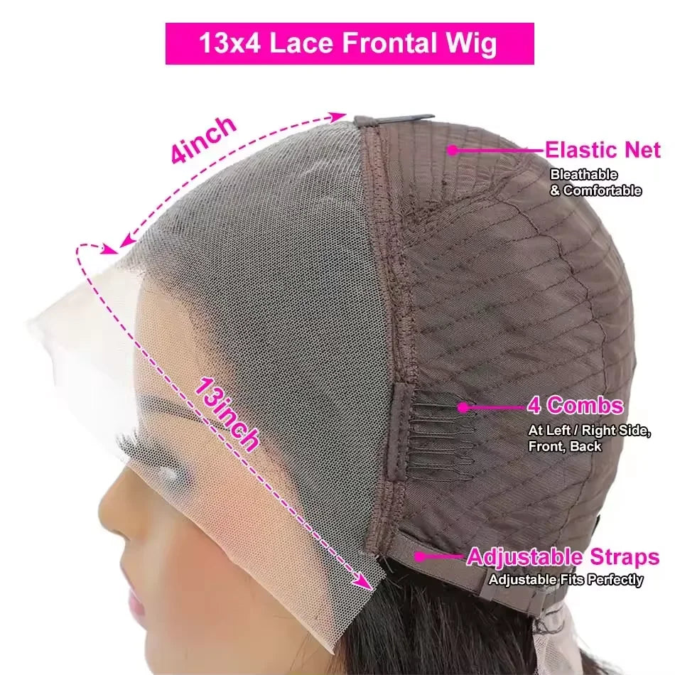 Bone Straight Bob Wig – 13x4 Lace, Transparent, Pre-Plucked, 200% Density, Human Hair