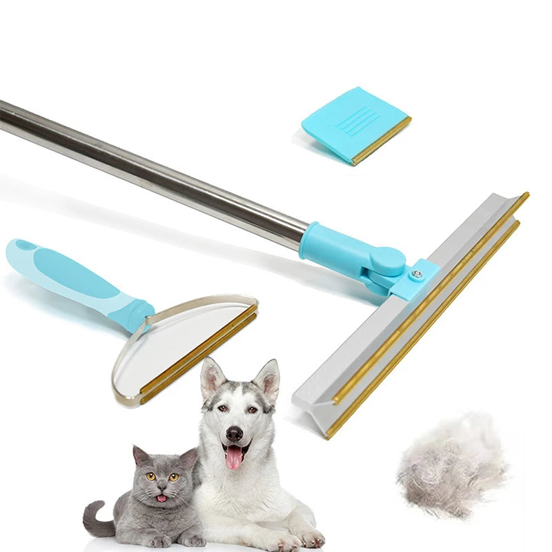 Pet Hair Remover Set with Telescopic Handle & 180° Rotation