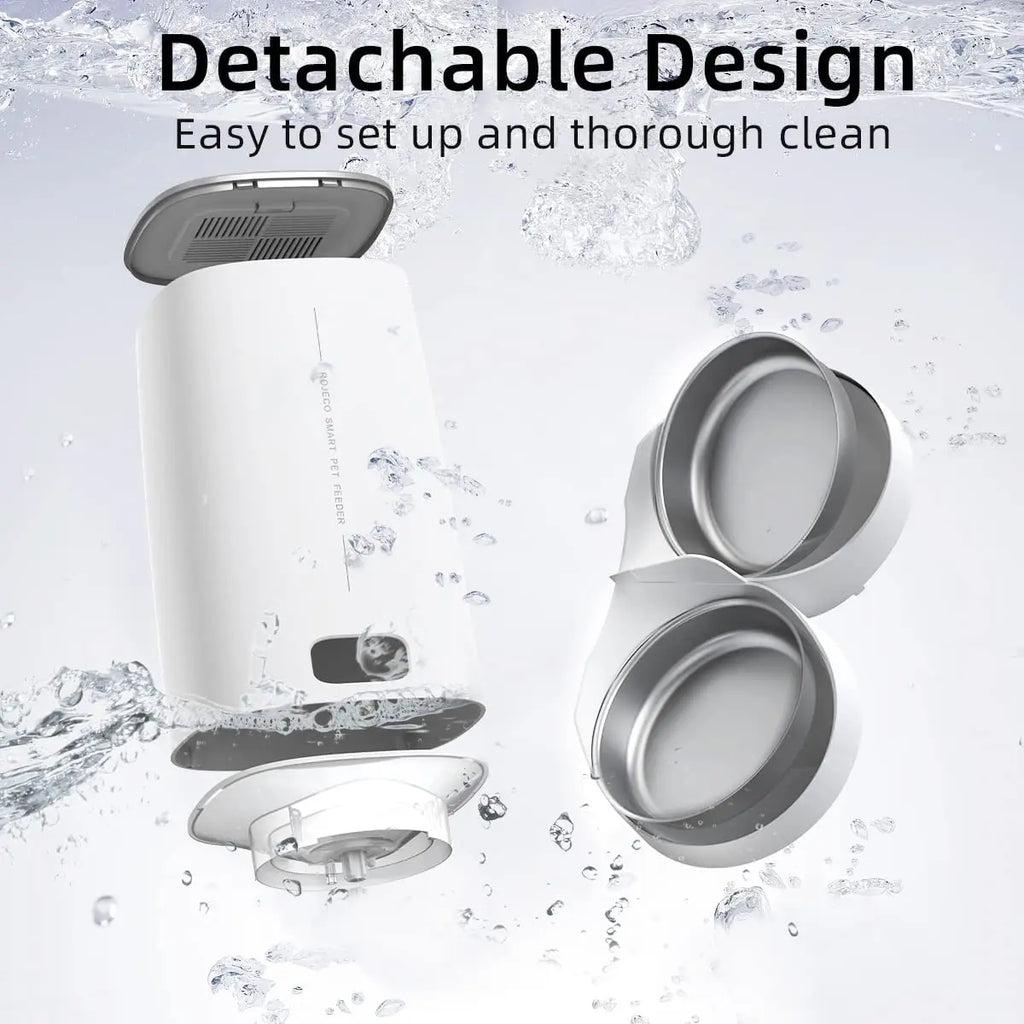 ROJECO Smart Automatic Cat Feeder – WiFi, Remote Control, Kibble Dispenser for Cats & Dogs