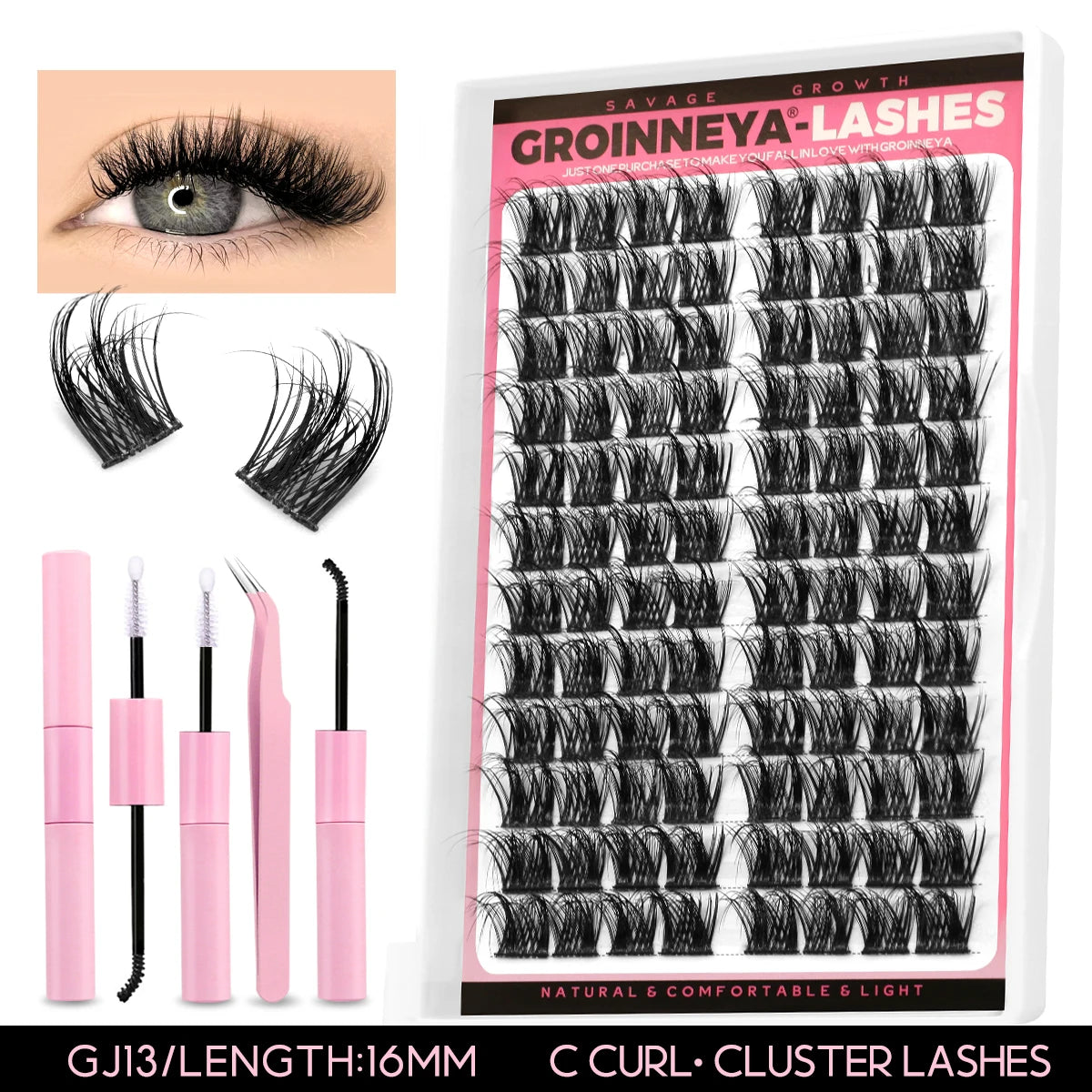 280 Clusters Individual Lashes Natural Look Soft Curly Fluffy Cluster Lashes DIY Eyelash Extension Personal Eyelash Makeup Tool