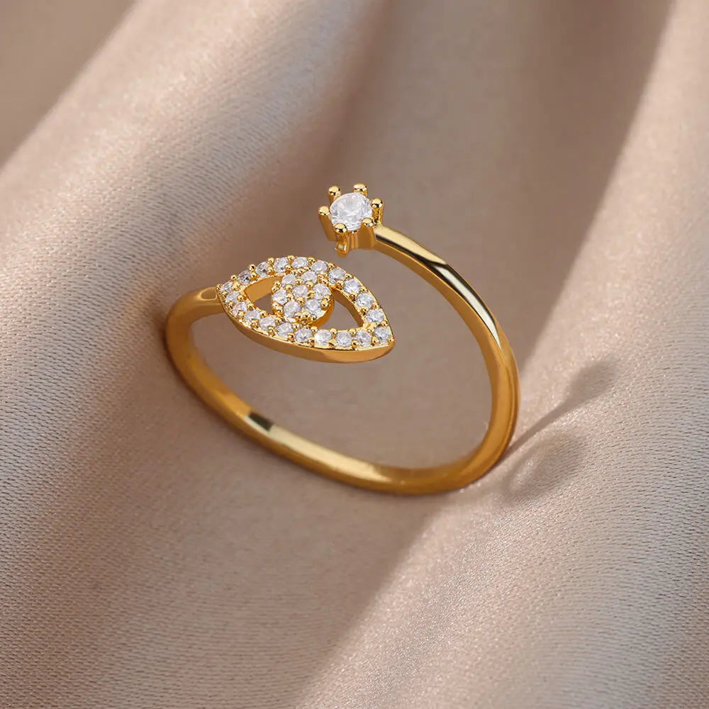 Gold Color Turkish Evil Eye Ring for Women