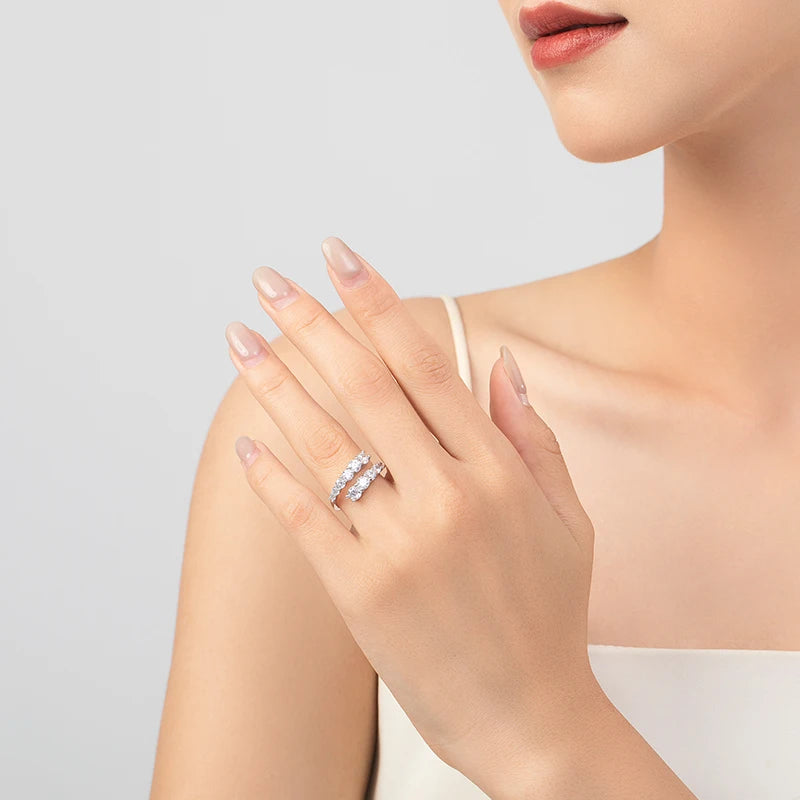 Ailmay 925 Sterling Silver Adjustable Zircon Ring