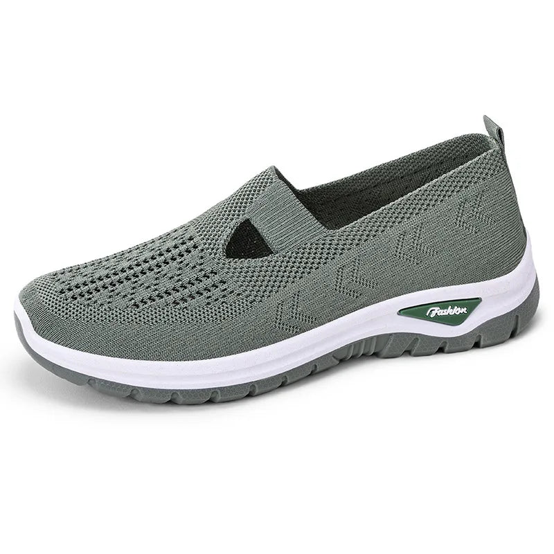 Women's Mesh Slip-On Sneakers – Lightweight Vulcanized Flats, Plus Size 42