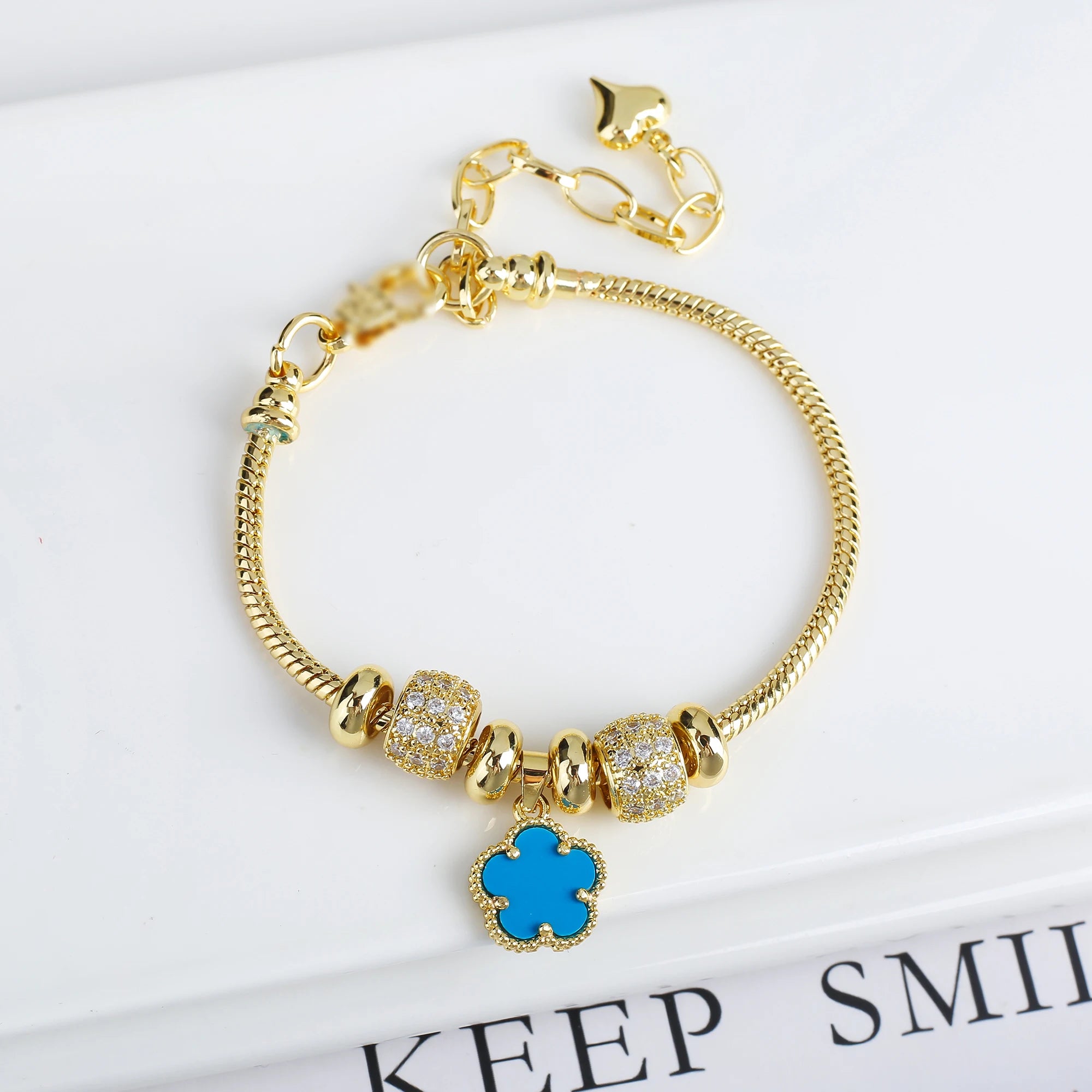 5-Leaf Clover Woven Chain Bracelet – Women’s Luxury Jewelry