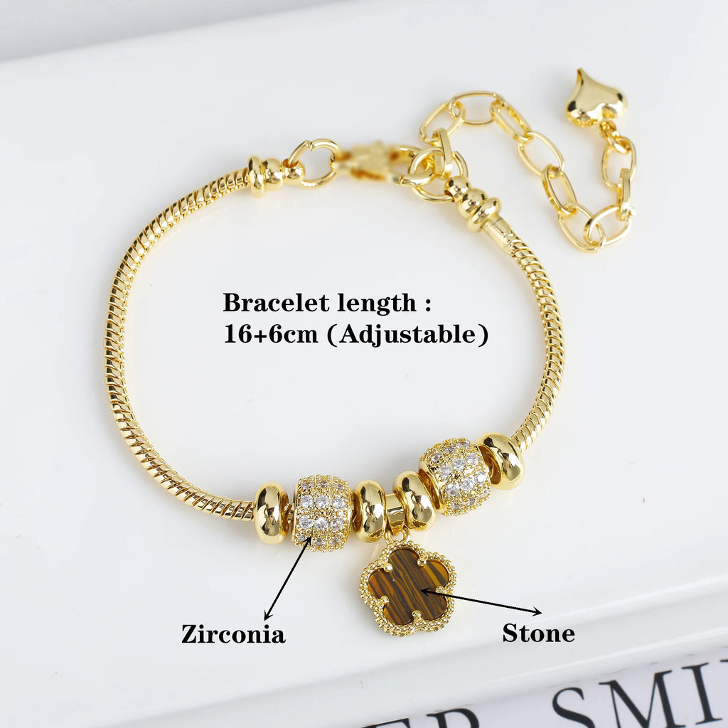 5-Leaf Clover Woven Chain Bracelet – Women’s Luxury Jewelry