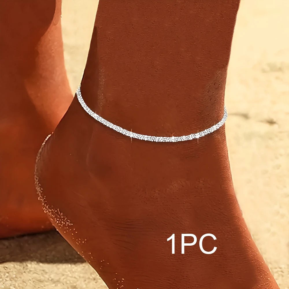 Douce Brillance – Silver Anklet Set