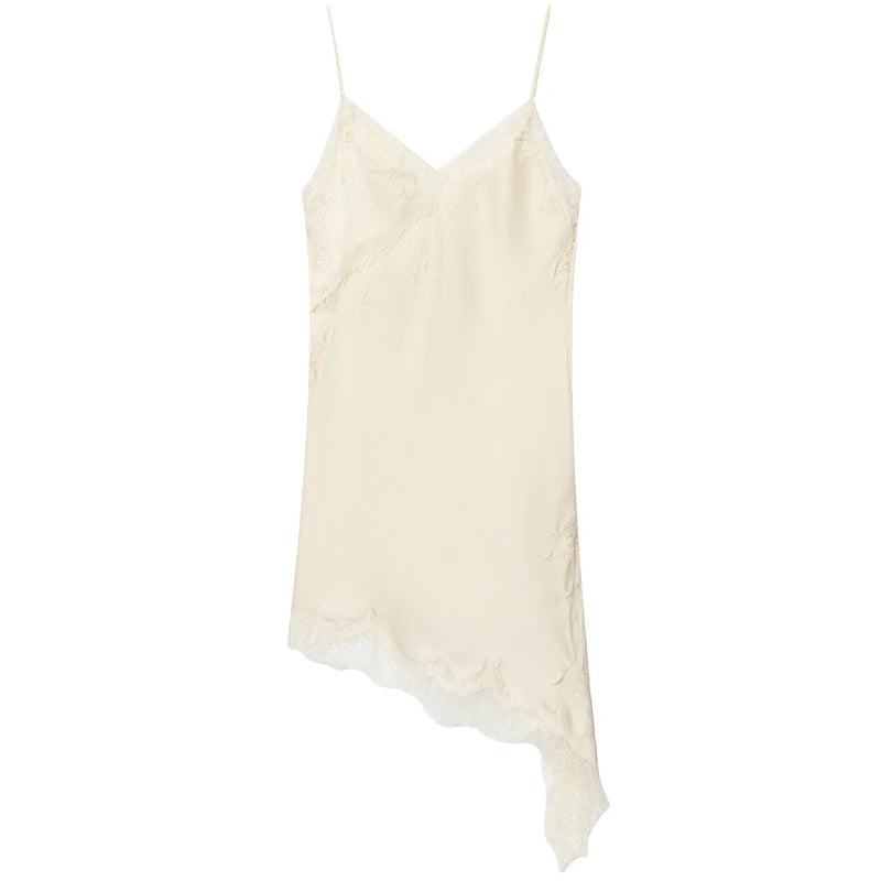 HXAO Women's Lace Asymmetric Slip Dress