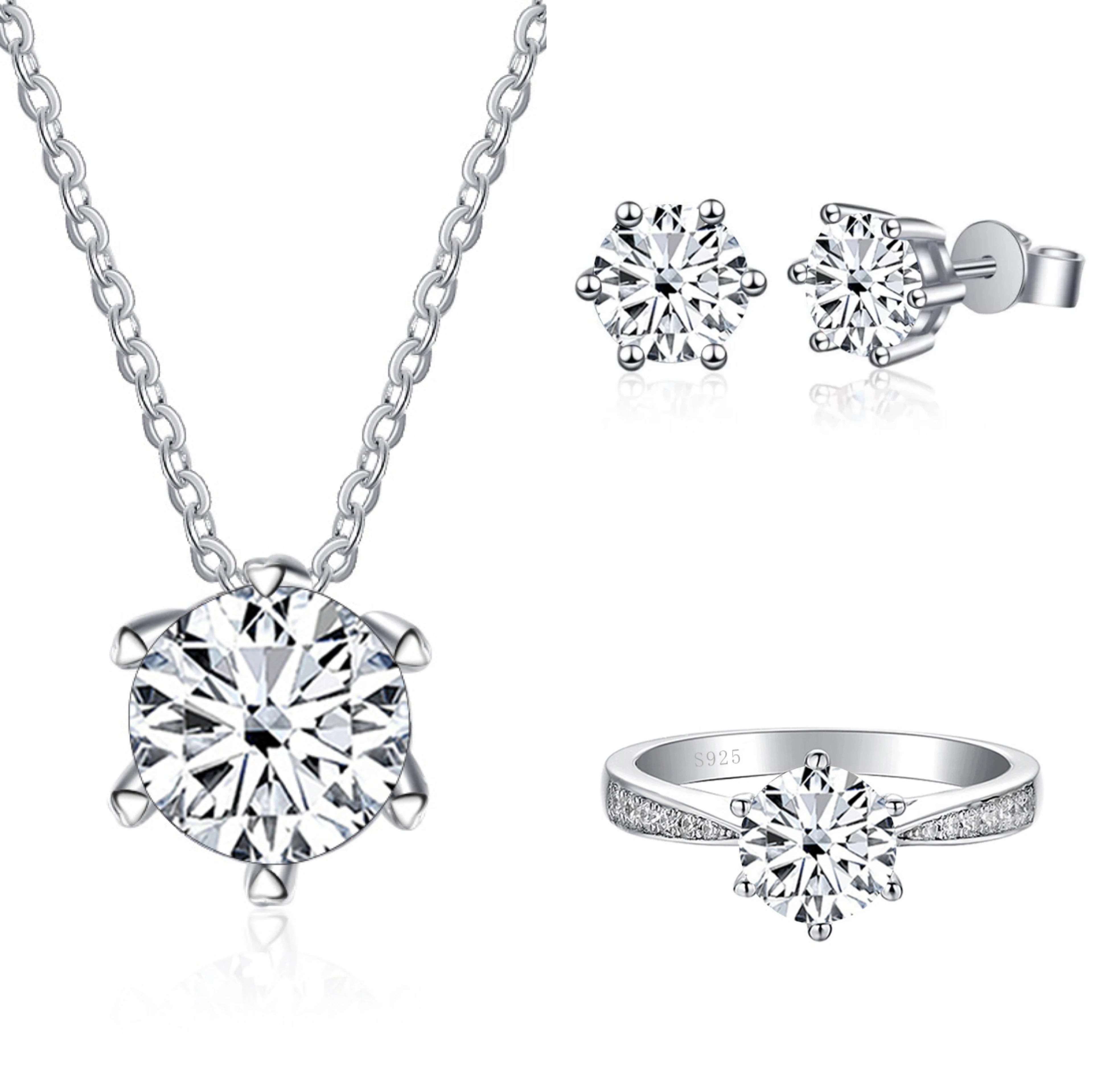 JoyceJelly 1CT D VVS Moissanite Jewelry Set