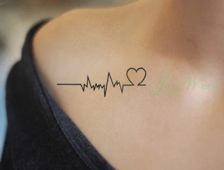 Waterproof Temporary Tattoo – Heartbeat Line, Small, Body Art for Women & Girls