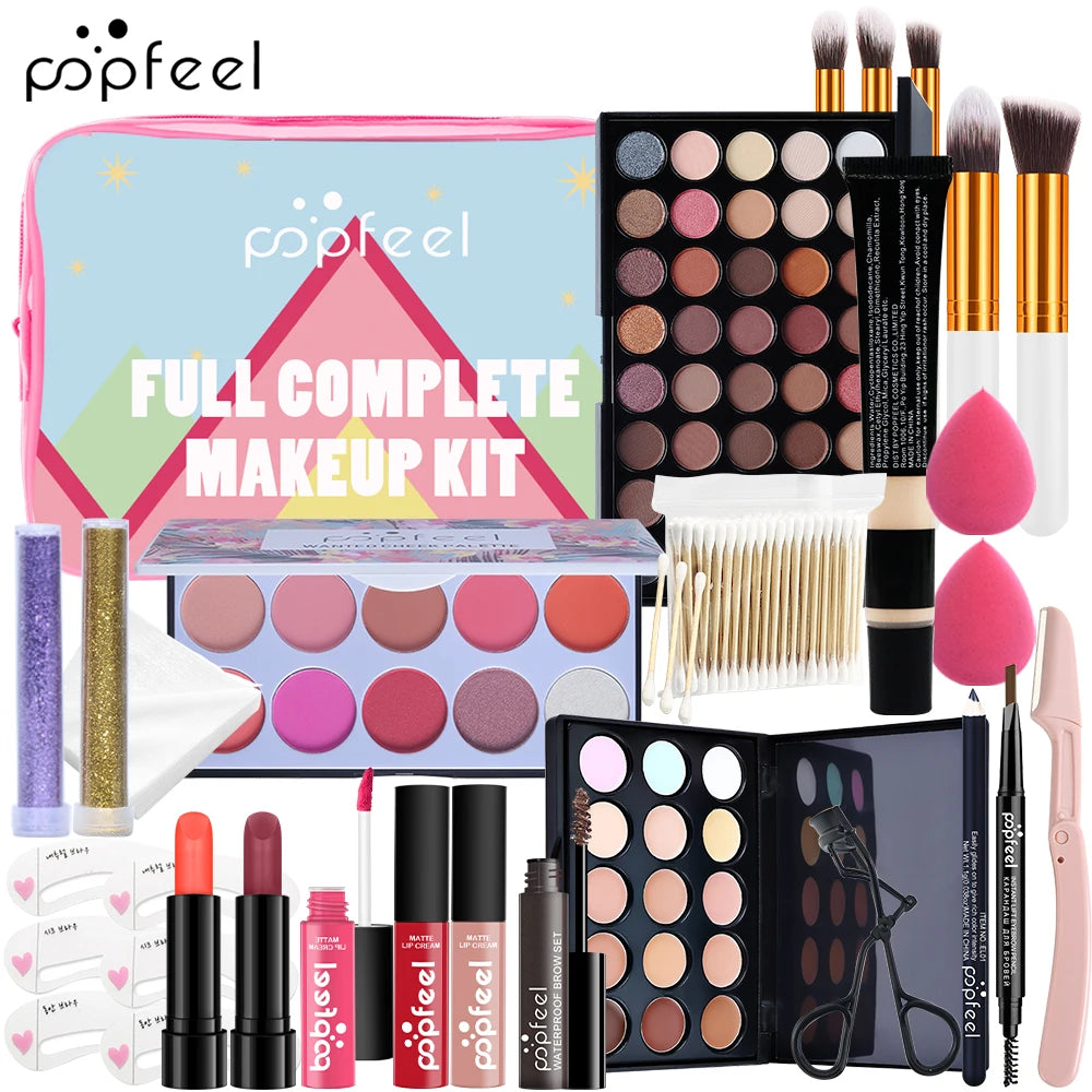 POPFEEL Face Makeup Set – Eyeshadow, Blush & Brushes, Beginner-Friendly, Gift Idea