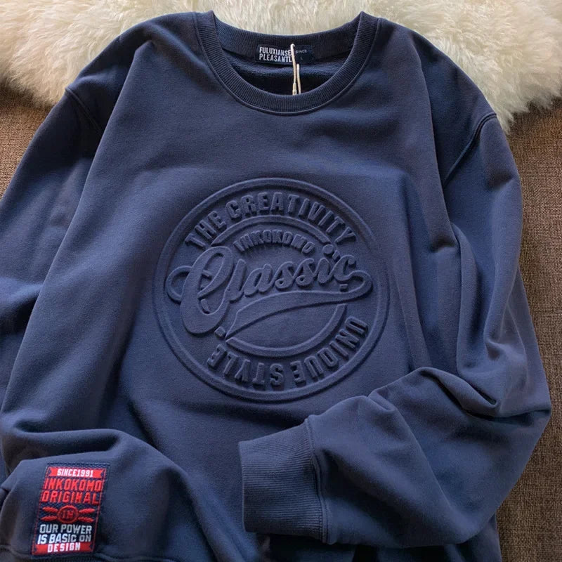 Sweatshirt Unisexe – Loose Fit, Épaissi, Motif 3D, Style Hip-Hop, Automne/Hiver