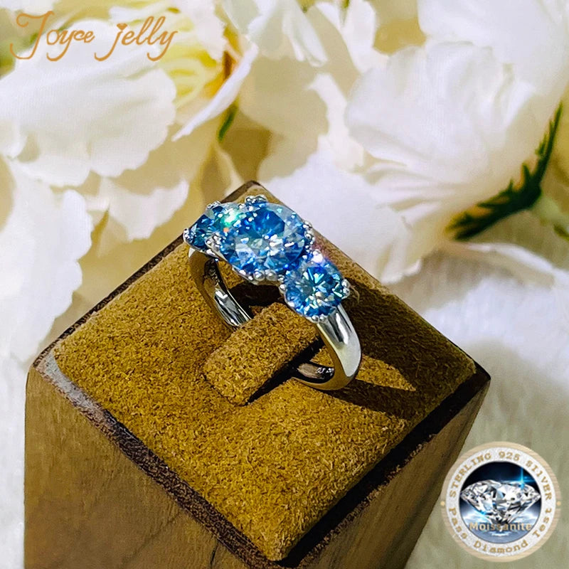 JoyceJelly 5Carat Total VVS 3EX Cut Moissanite Diamond Ring For Women Timeless Trends Sterling S925 Silver Jewelry Wedding Bands