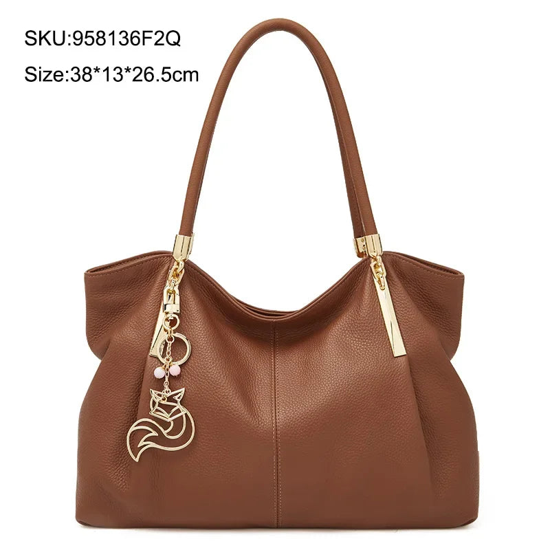 FOXER Genuine Leather Tote – Elegant Women’s Shoulder Bag