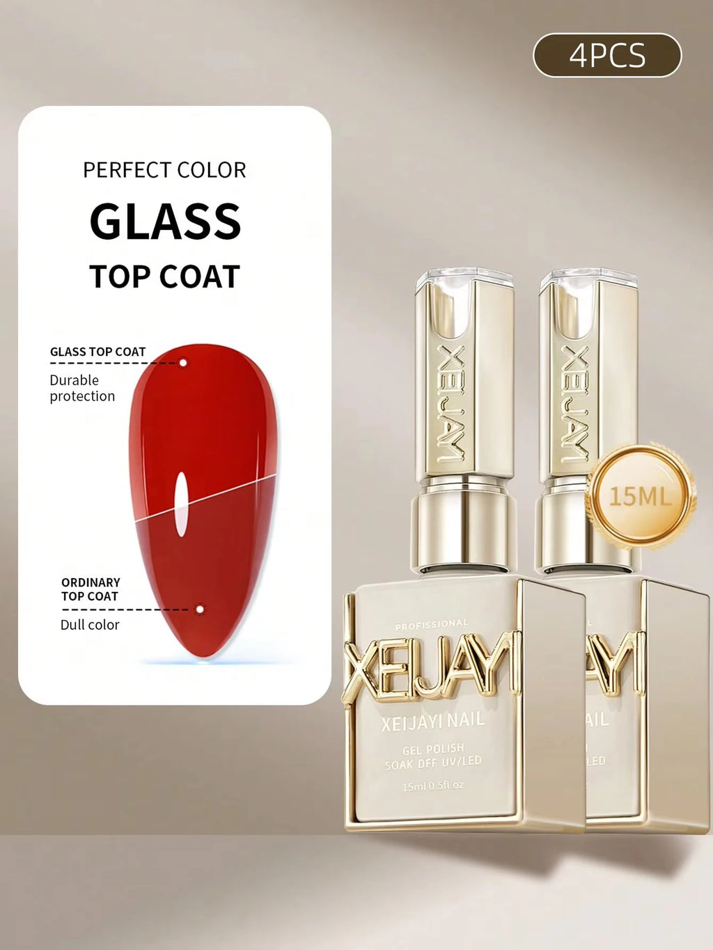 15ml Clear Top Coat – Long-Lasting, Rubber, High Gloss, LED/UV Gel Polish