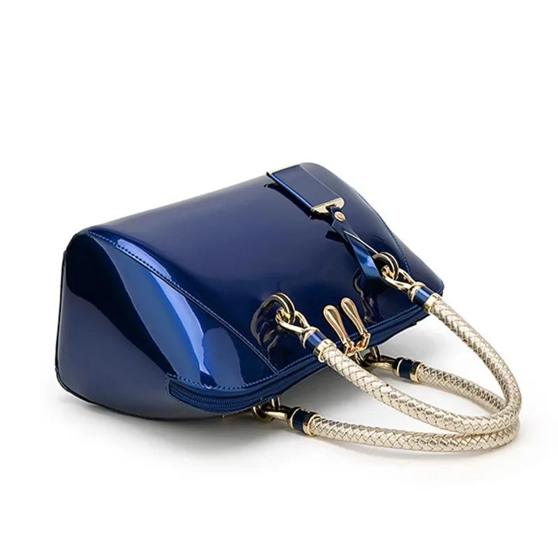 Luxury Shiny Leather Boston Tote – Designer Women’s Handbag