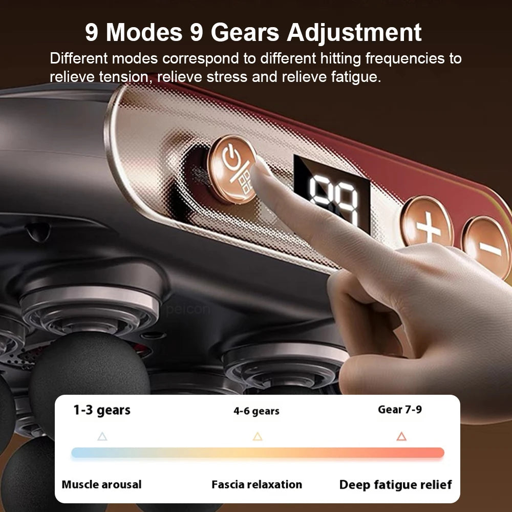 Fascia Gun Muscle Massager – High Frequency, Six-Head, Back & Shoulder, Professional Body Massage Gun