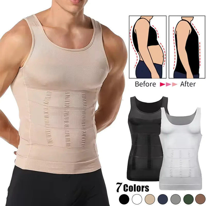 Men's Slimming Body Shaper Vest – Abs Control, Gym Workout, Compression Tank Top, Sleeveless