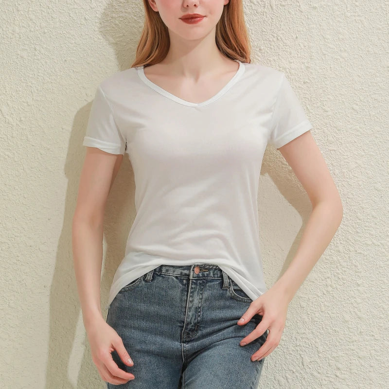 Women’s Summer Short Sleeve Round Neck T-Shirt – Casual Solid Color Top