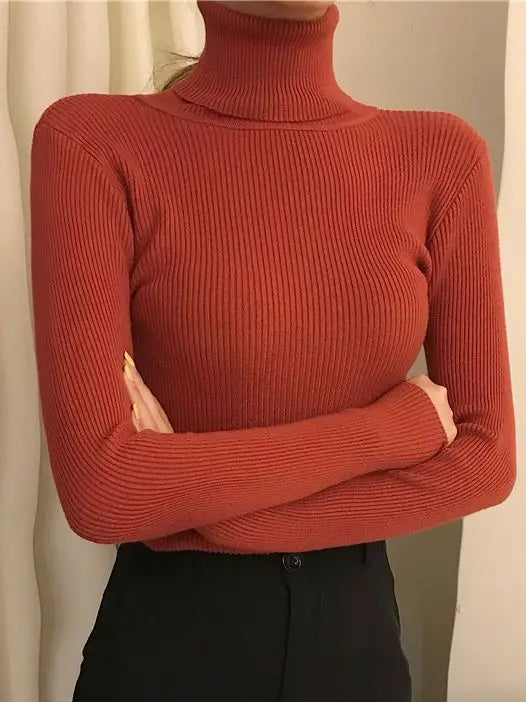 Pull Femme Col Roulé – Automne, Tricot Doux, Cachemire, Basique, Nouveau