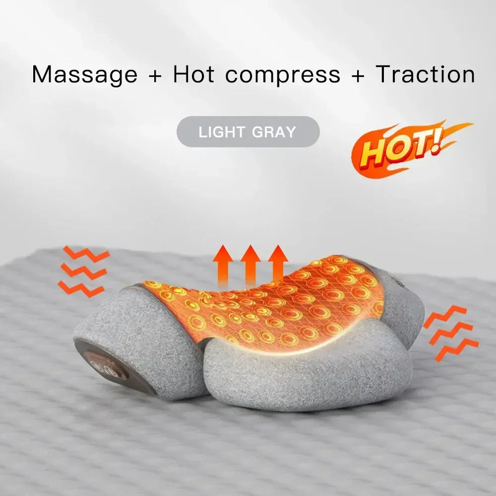 Electric Neck Massager Pillow – Heating, Vibration, Cervical Traction, Memory Foam Spine Support