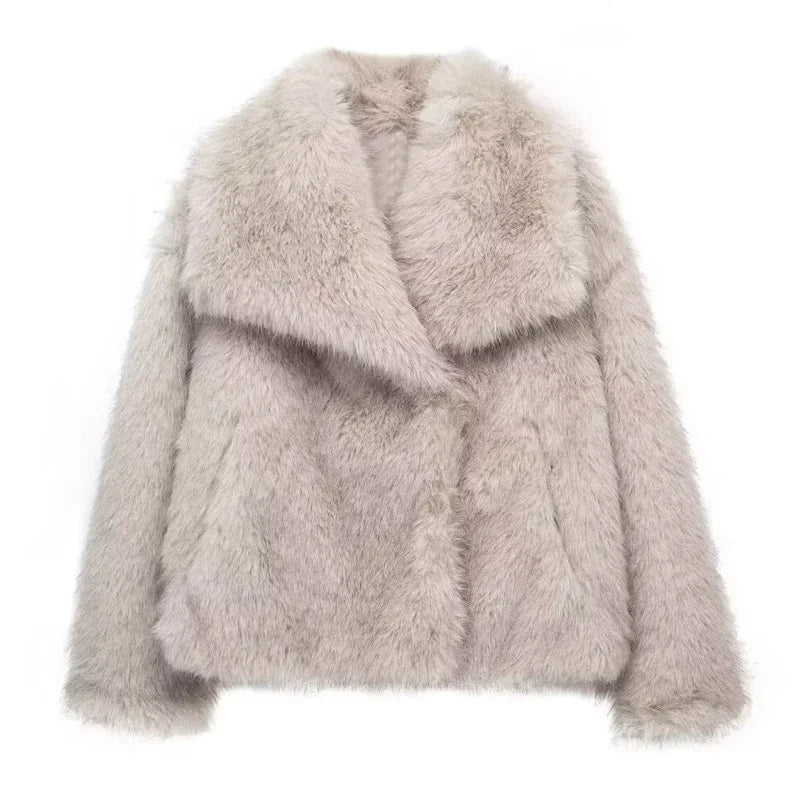 HXAO Women's Winter Faux Fur Coat 2024 – Plush Fluffy Autumn Jacket