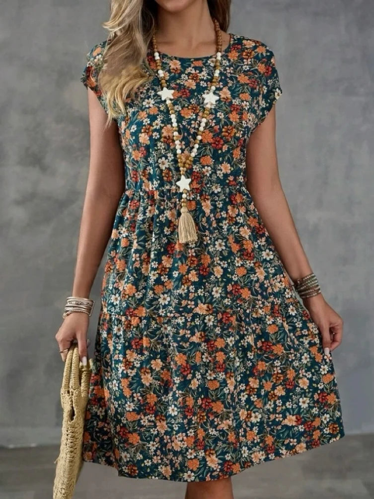 Amazon Global Women's Printed Elastic Waist Dress