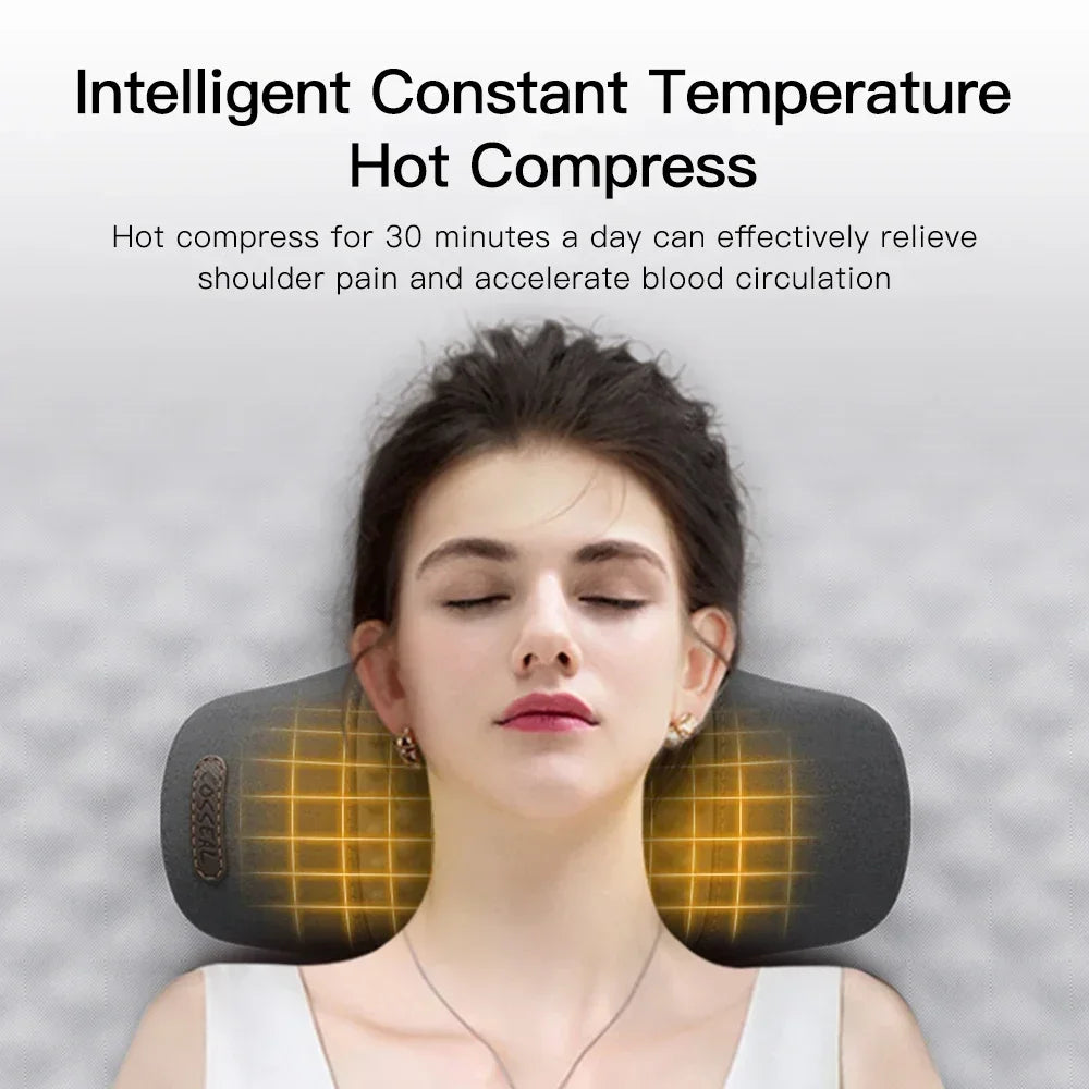 Electric Neck Massager Pillow – Heating, Vibration, Cervical Traction, Memory Foam Spine Support