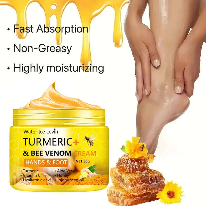 Turmeric & Bee Venom Foot Cream – Anti-Dry, Crack Repair, Hand & Foot Skin Care, 50g
