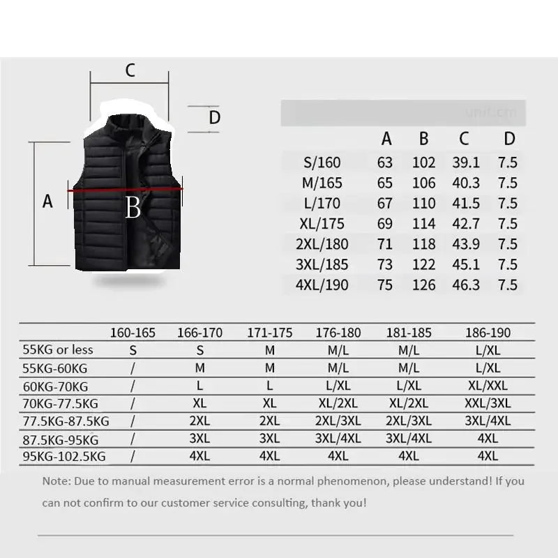 Aiwetin Men's Vest – Sleeveless, Cotton-Padded, Stand Collar, Warm, Winter, 5XL