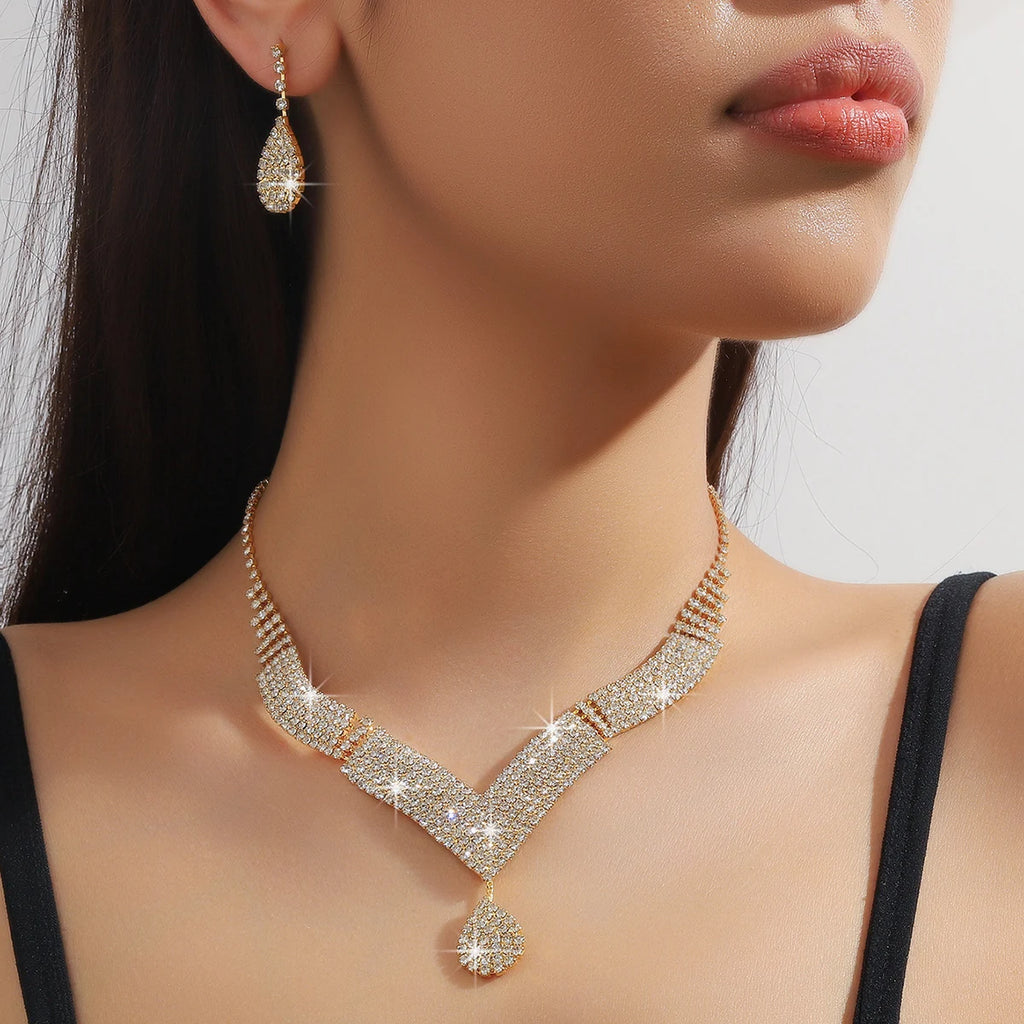 3pcs Rhinestone Jewelry Set for Women’s Weddings