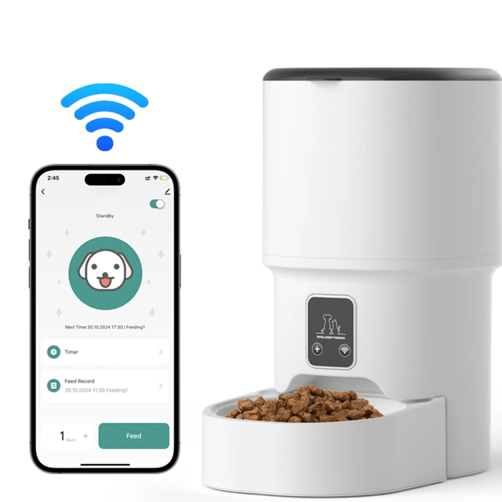 Smart Pet Feeder 4L – WiFi Tuya, Timed & Quantitative Feeding for Cats & Dogs