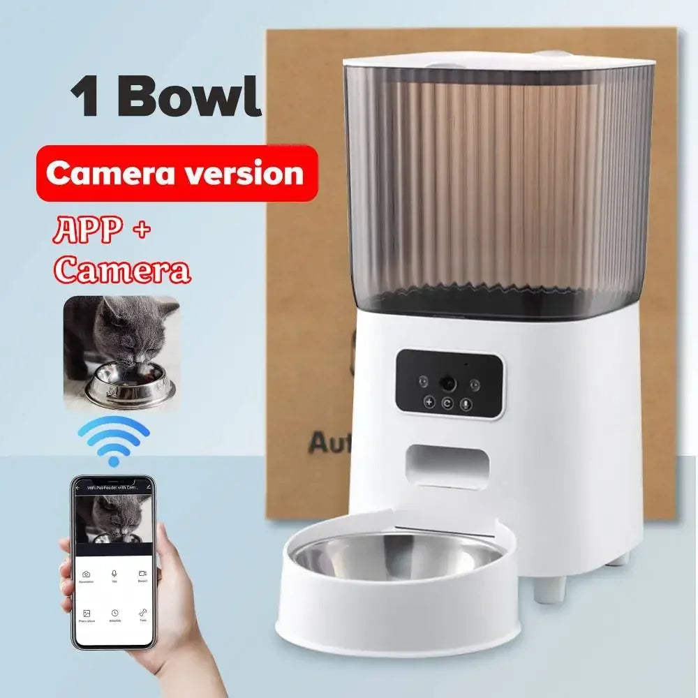 5L Smart Automatic Pet Feeder – WiFi, HD Camera, Timer, Stainless Steel Bowl, for Cats & Dogs