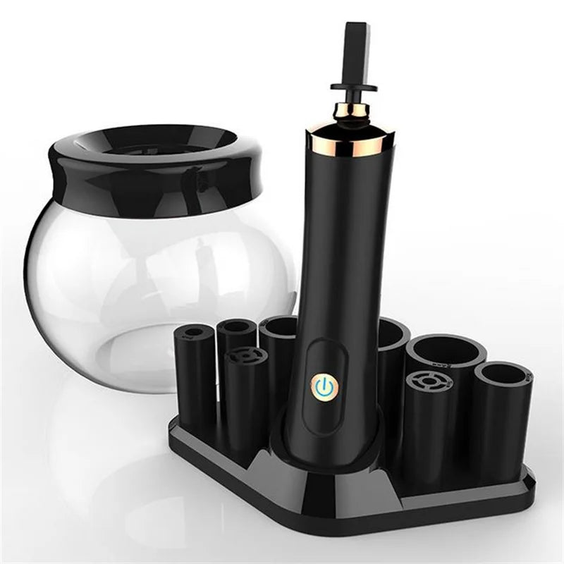Black Electric Makeup Brush Cleaner – Fast Wash & Dry, Professional Tool