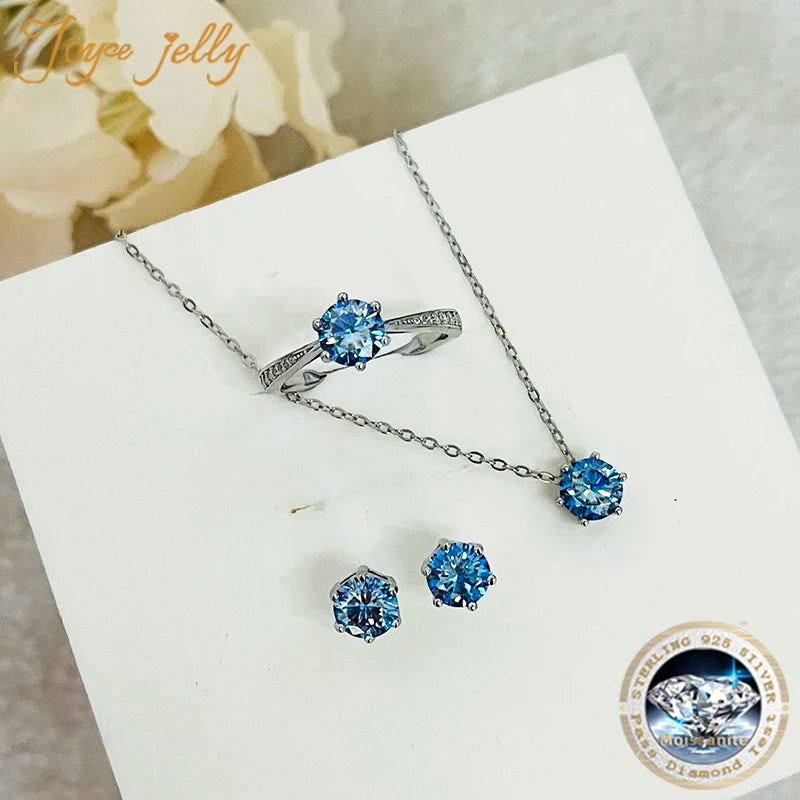 JoyceJelly 1CT D VVS Moissanite Jewelry Set