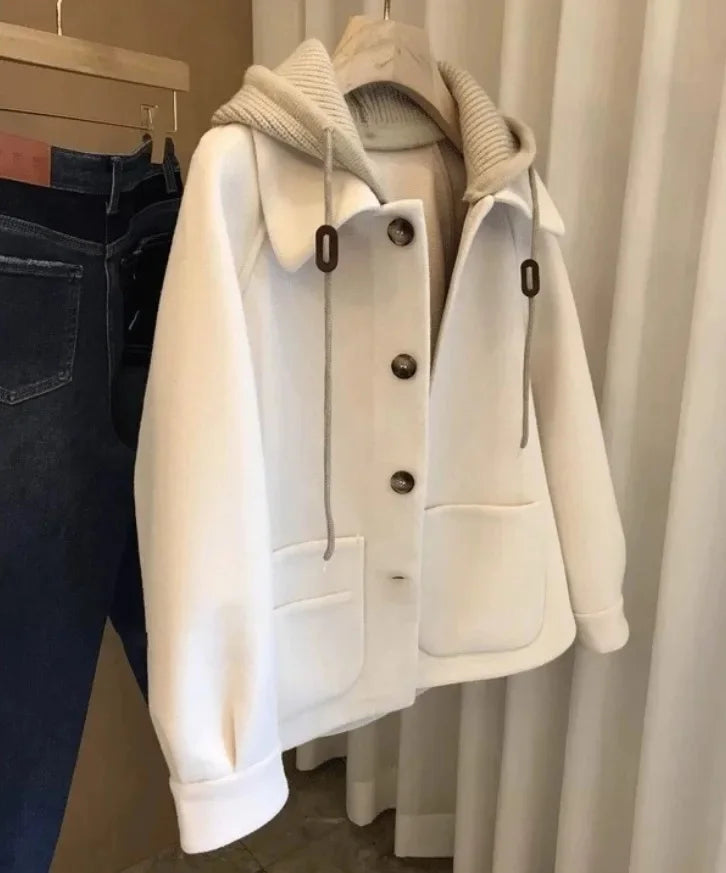 Manteau Femme Tricoté – Coupe Ample, Capuche, Style Coréen Automne/Hiver
