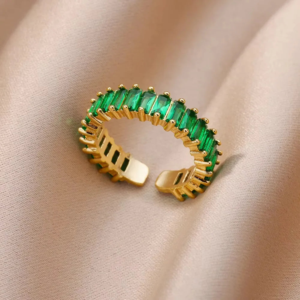 Vintage Geometric Gold Stainless Steel Ring – Women’s Open Finger