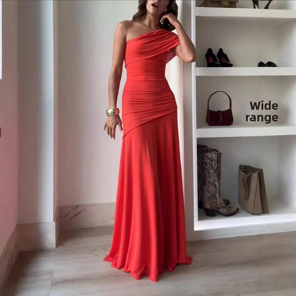 Pure Color Asymmetrical Backless Bodycon Dress