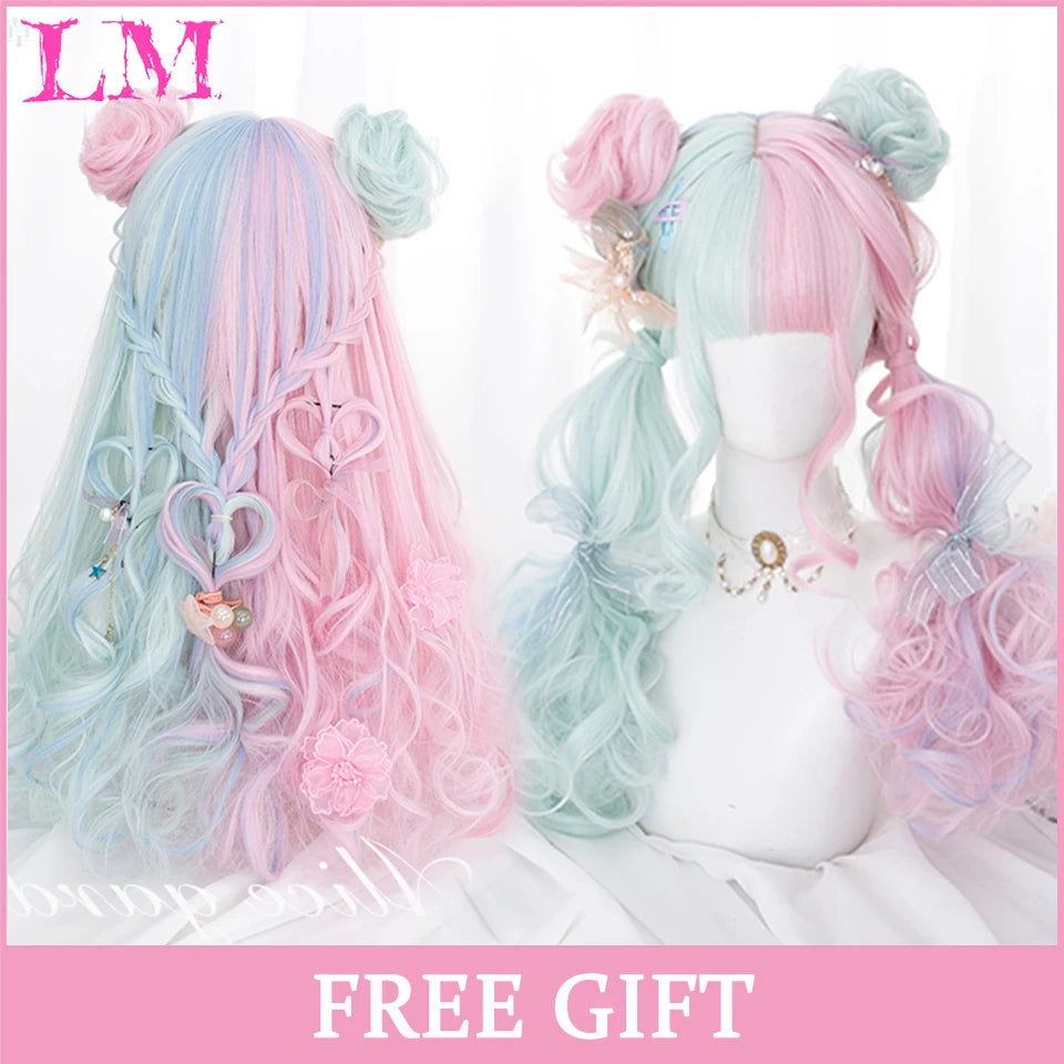 LM Cosplay Wig – 24" Long, Straight Pink, Bangs, Heat-Resistant