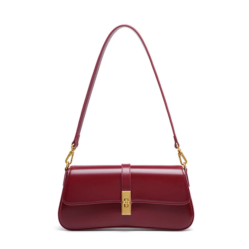 Elegant Leather Underarm Bag – Luxury Women’s Crossbody Saddle Handbag