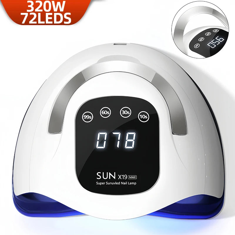 320W Professional Nail Lamp – 72 LEDs, UV Gel, LCD Display, Manicure & Salon Use