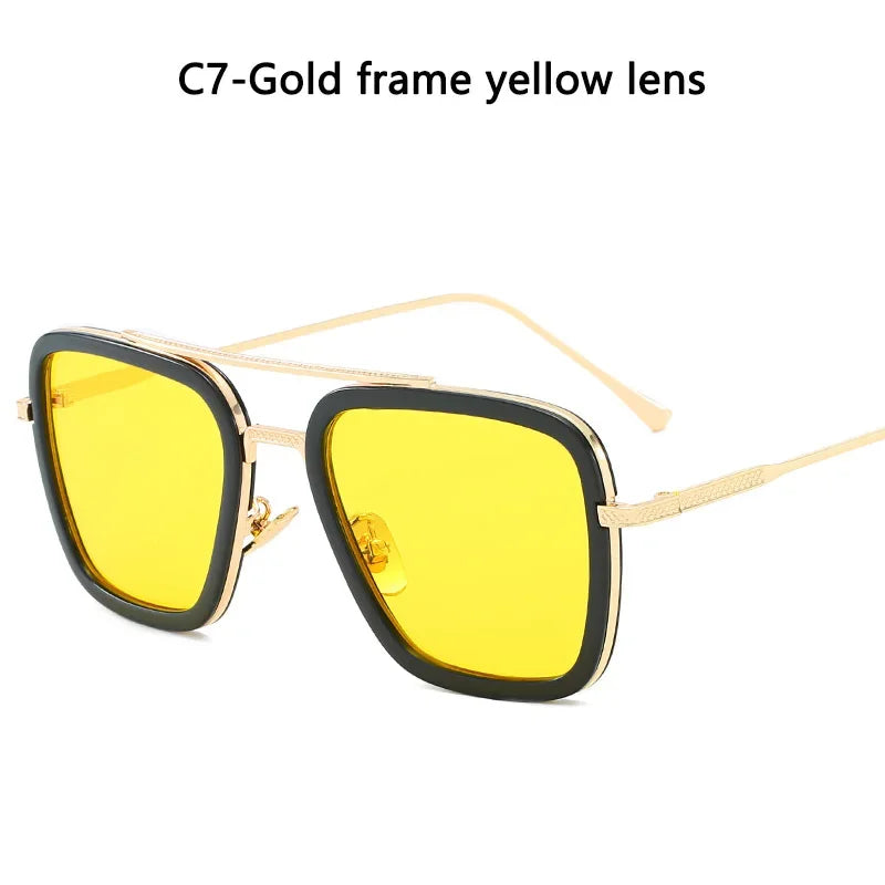 Sunglasses – Fashion Square Frame, Tony Stark Style, Unisex, Retro Brand Design