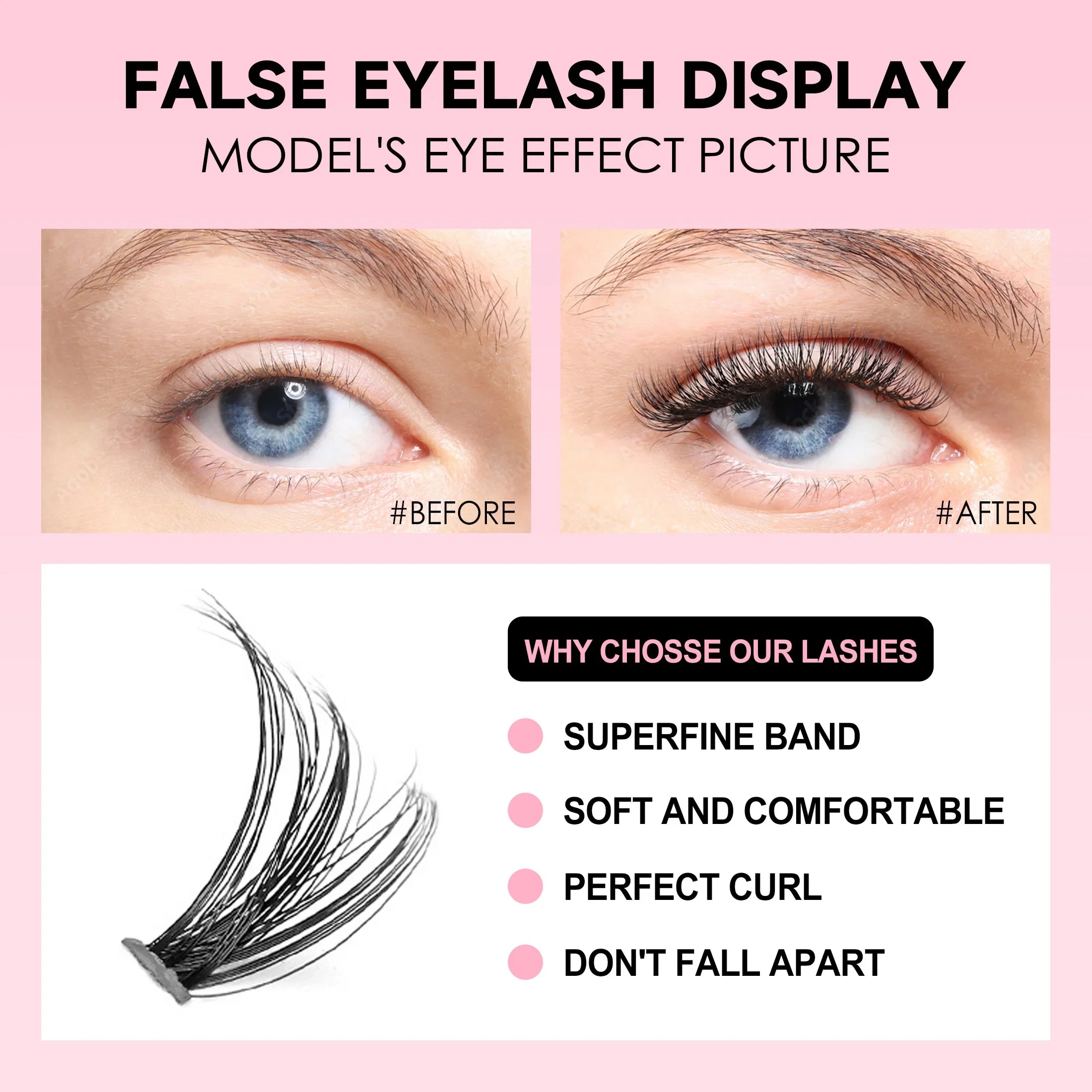 DIY Eyelash Extension Kit – 200PCS Clusters, Bond & Seal, Makeup Tools & Accessories