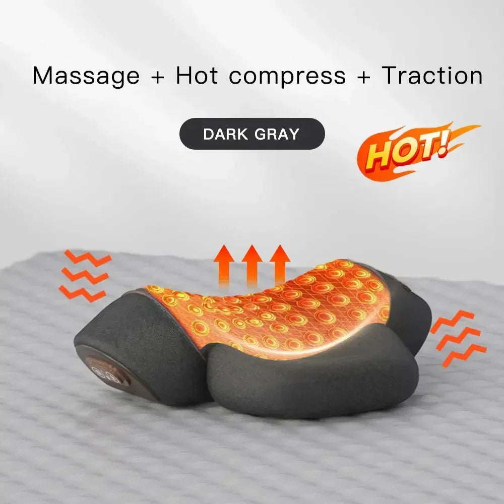 Electric Neck Massager Pillow – Heating, Vibration, Cervical Traction, Memory Foam Spine Support